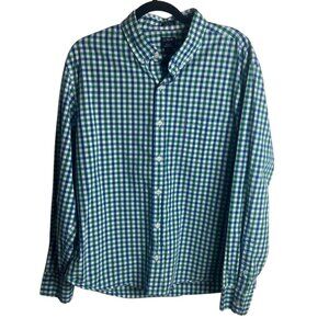 J Crew Men's Size Xl Flex Washed Slim Untucked Gingham Plaid Button Down Shirt
